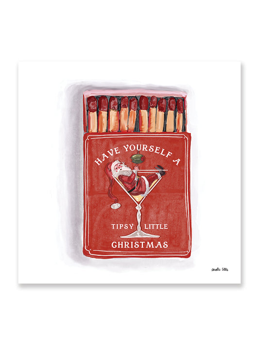 Tipsy Little Christmas Matchbox | Art Print