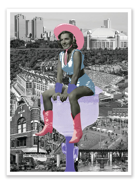 Fort Worth Cowgirl Pastel | Art Print