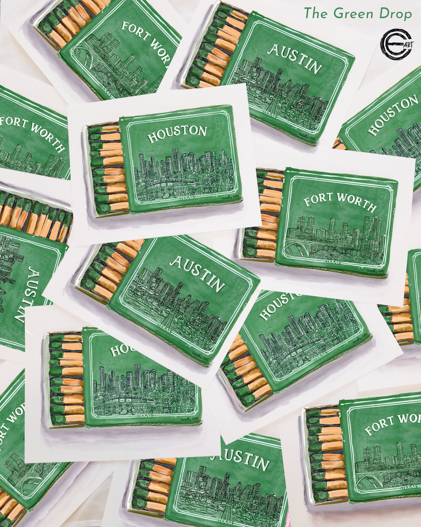 Houston Matchbox Green | Art Print