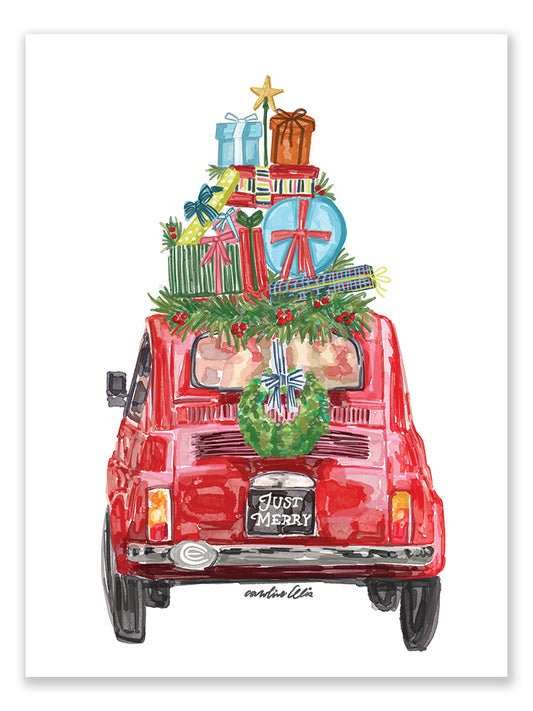 Just Merry Holiday Fiat | Art Print