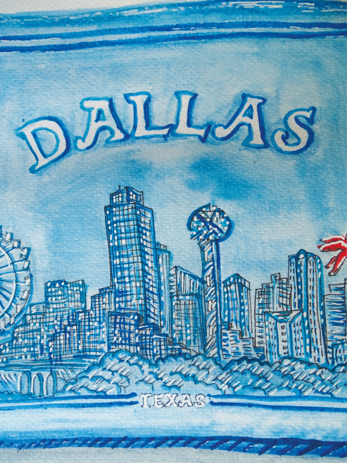 Dallas Matchbox in Blue | Original 11"x14" Watercolor Painting