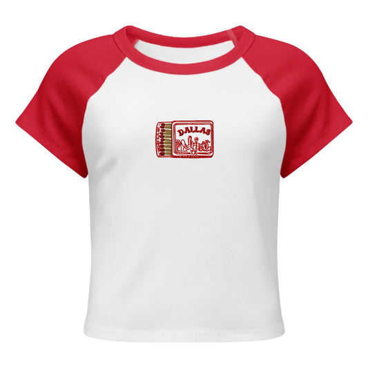 Dallas Matchbox | Women's Embroidered Baseball Baby Red Tee